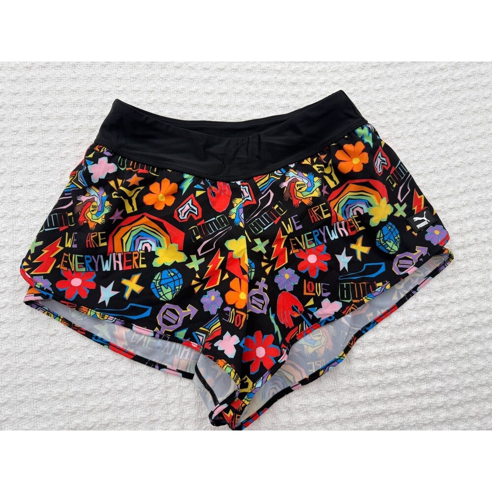 PUMA Pride Running Shorts Women's Small Rainbow "We Are Everywhere" Athletic Act - Picture 2 of 11